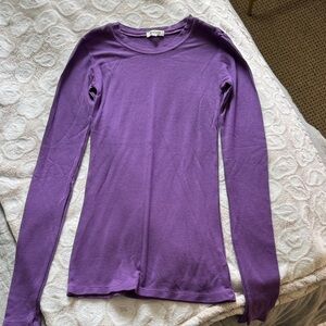 Women's Long-Sleeve Crewneck Top in Lavender - Slim Fit